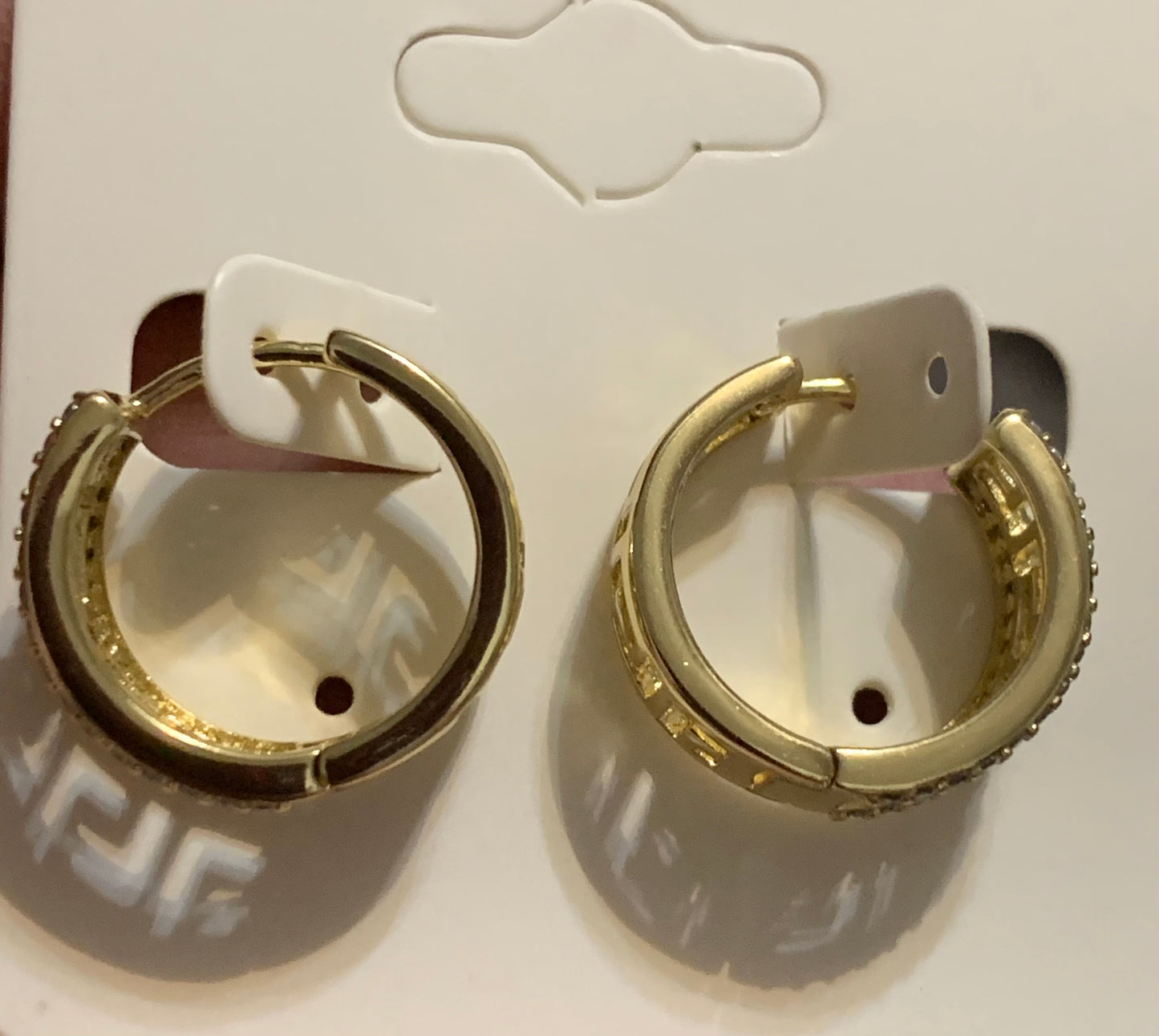 Earrings Small Hoop with Crystal Beads Gold Plated 14k High Quality