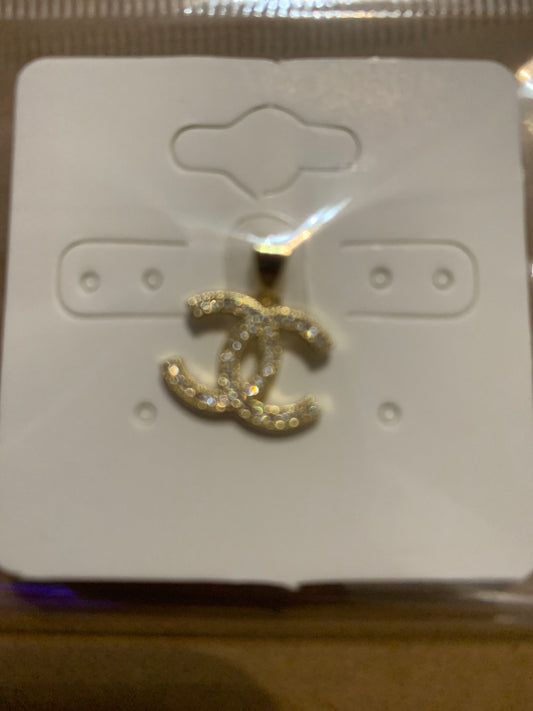 Pendent CC Gold Plated with Crystal Beads