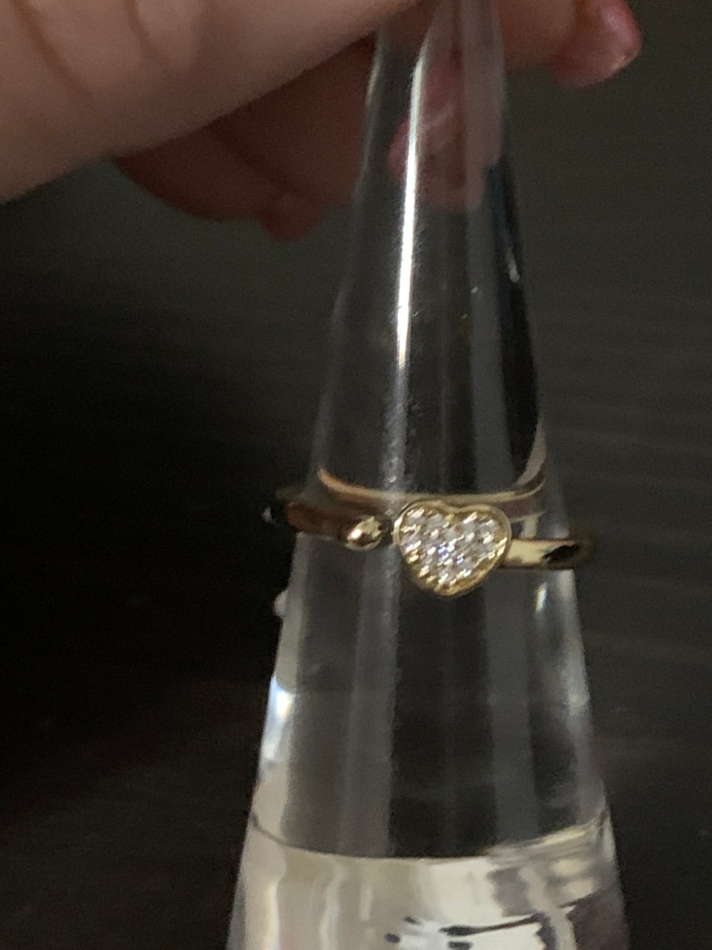 Ring Women Heart with Crystal Beads Gold Plated size 6