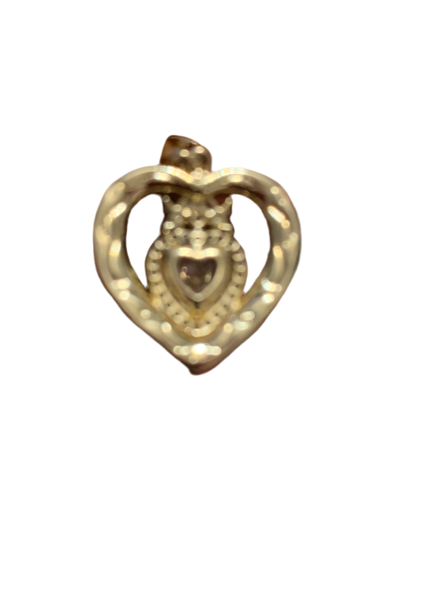 Heart with Crystal Beads Pendent Gold Plated 14k