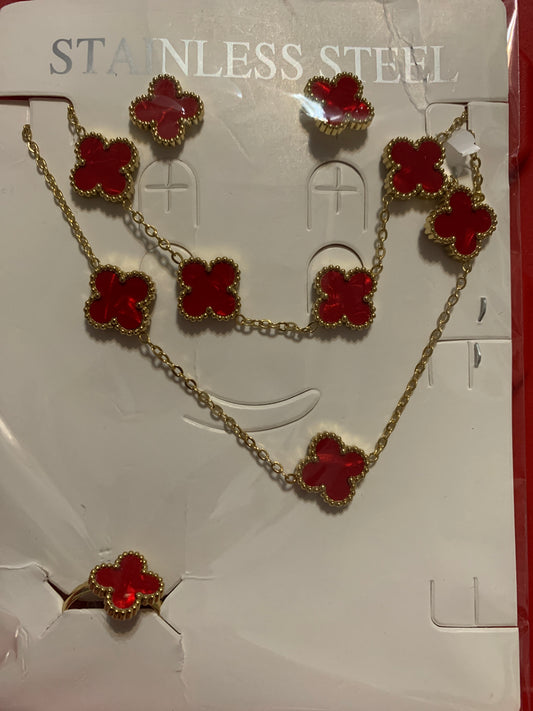 Jewelry Set-Necklace, Bracelet, Earrings and Ring Stainless Steel