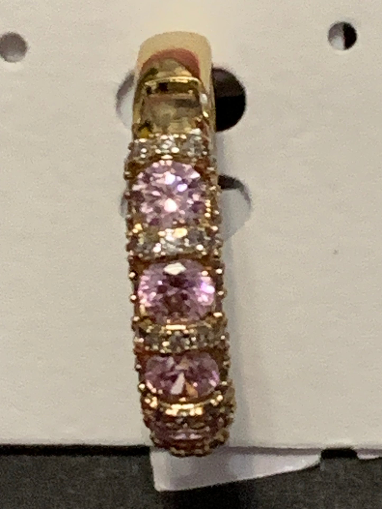 Small Earrings with Pink and White Crystals beads Gold Plated