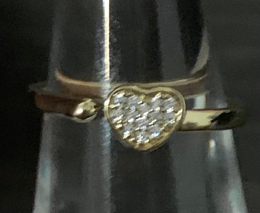 Ring Women Heart with Crystal Beads Gold Plated size 6
