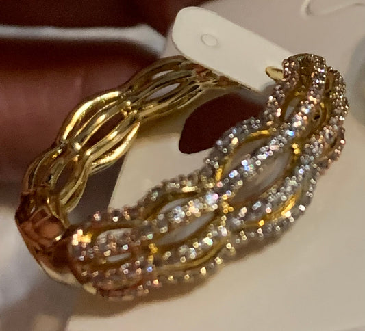 Earrings Small Hoops with Crystal Beads Gold Plated 14k High Quality