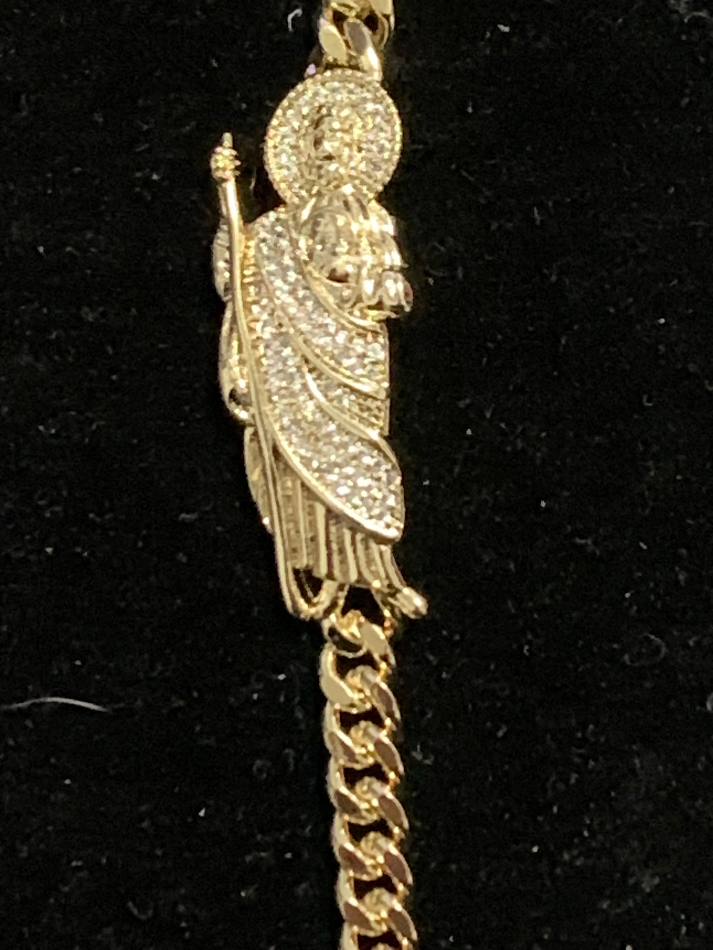 Bracelet San Judas 7” Gold Plated 14k with crystal beads