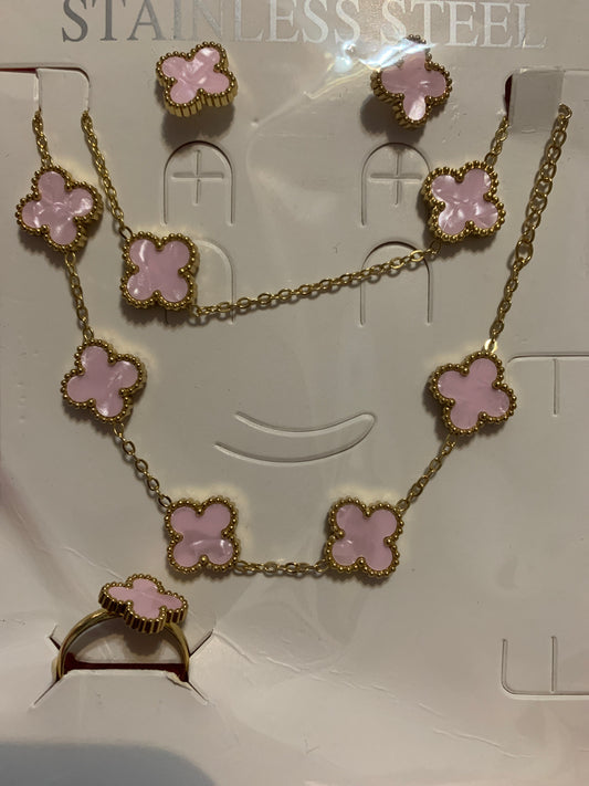 Jewelry Set - Necklace, Bracelet, Earrings and Ring Stainless Steel