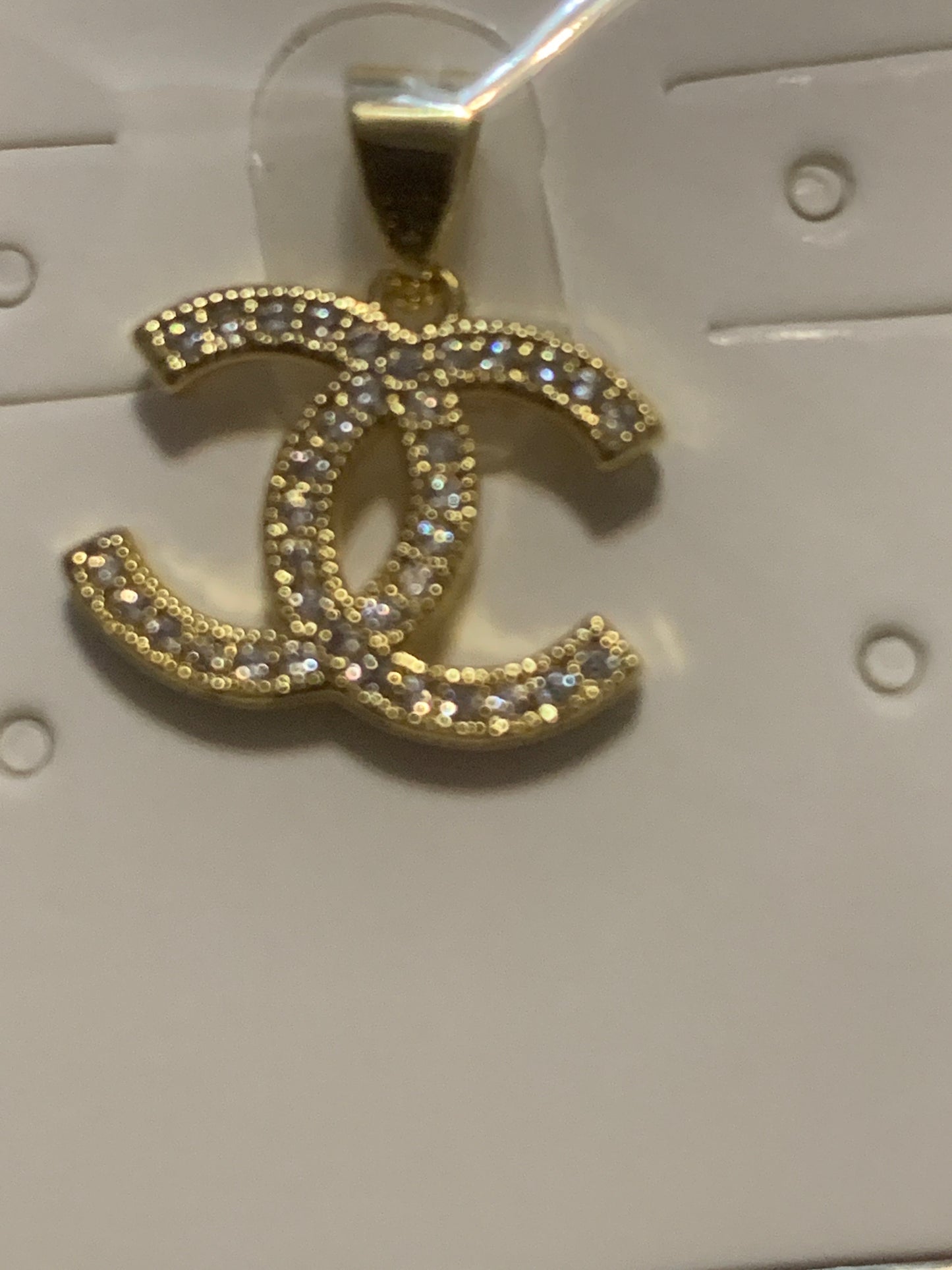 Pendent CC Gold Plated with Crystal Beads