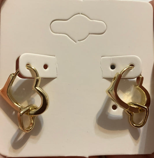 Earrings Small Heart shape Gold Plated 14k High Quality