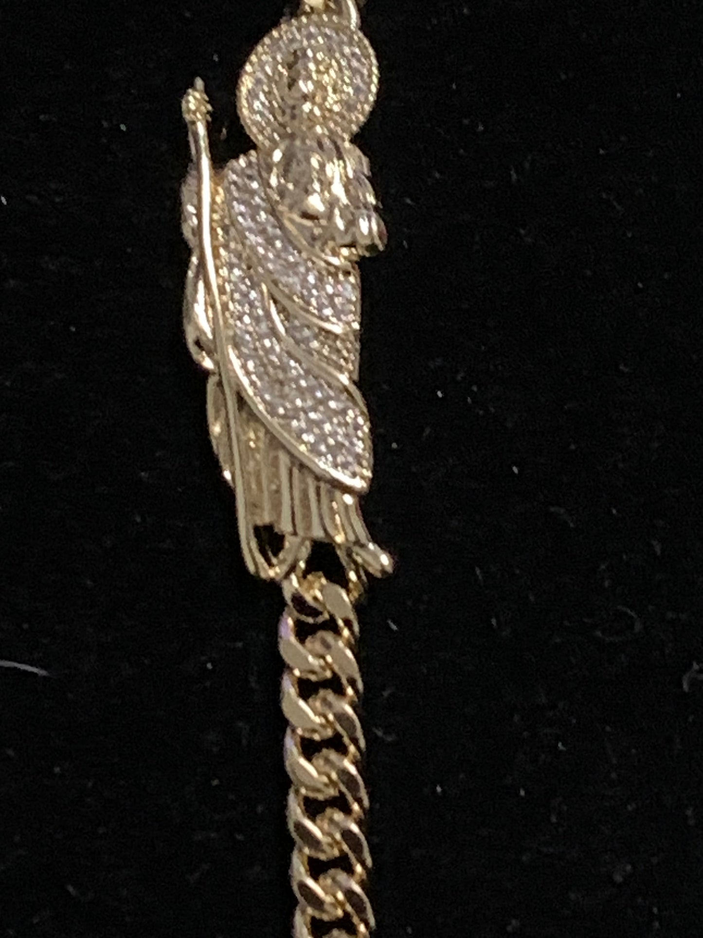 Bracelet San Judas 7” Gold Plated 14k with crystal beads