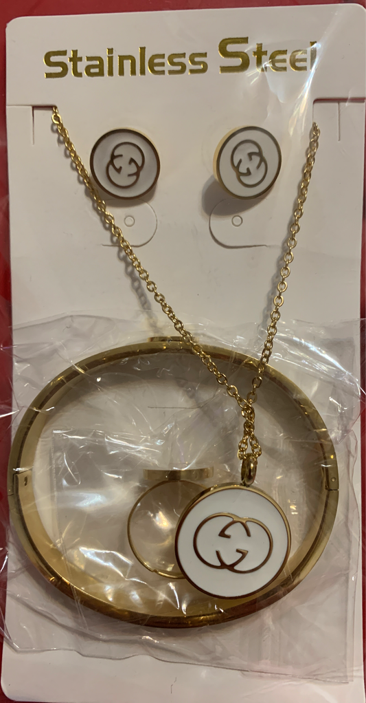 Jewelry Set - Necklace, Earrings, Bracelet and Ring Stainless Steel