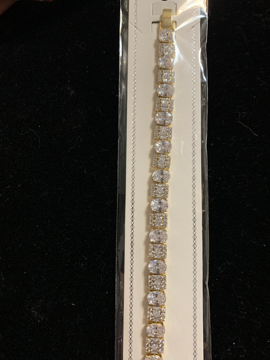 Bracelet Crystal Beads Gold Plated 7”