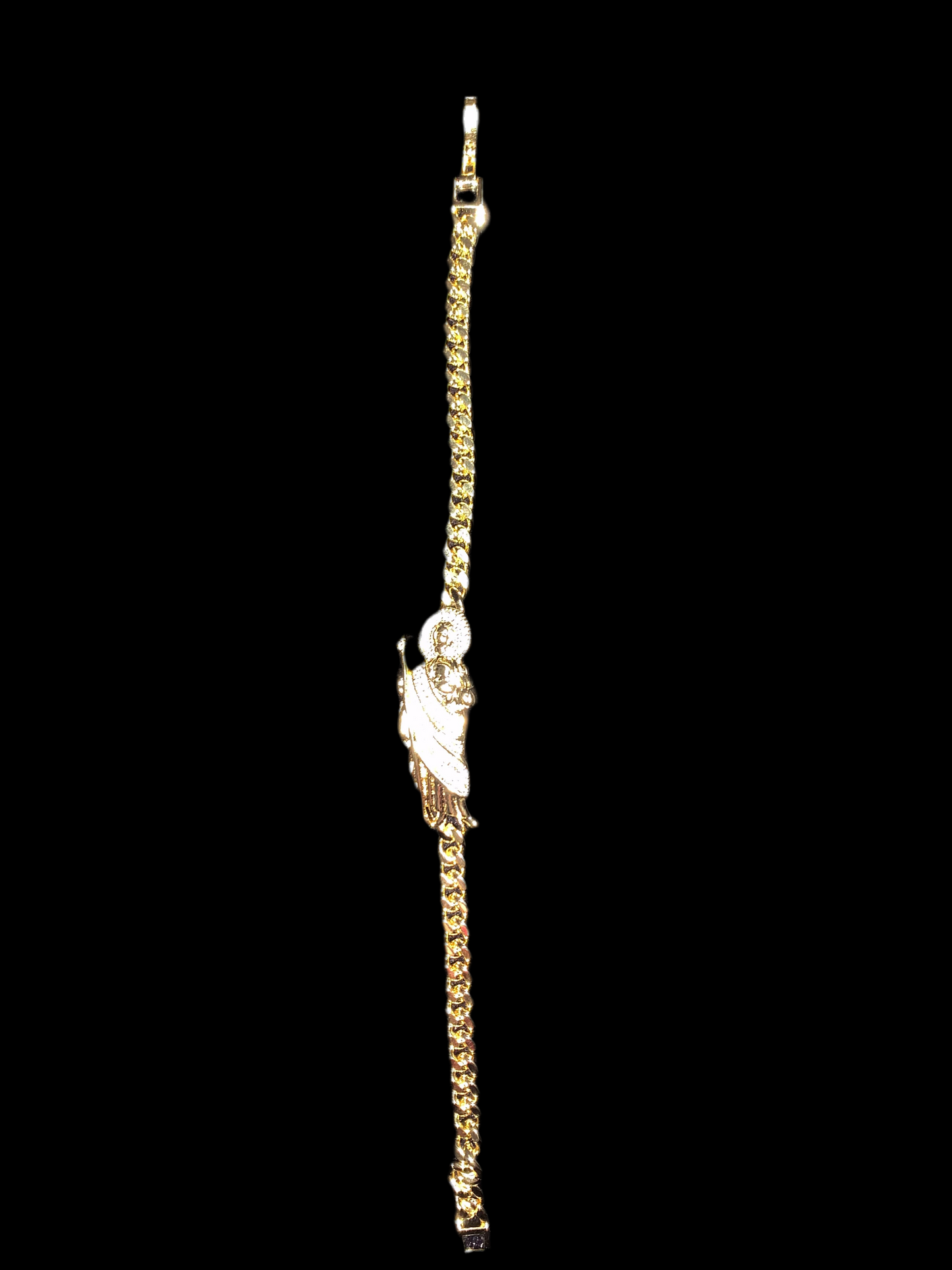 Bracelet San Judas 7” Gold Plated 14k with crystal beads